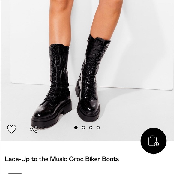 Nasty Gal Shoes - Lace up to the music croc biker boots